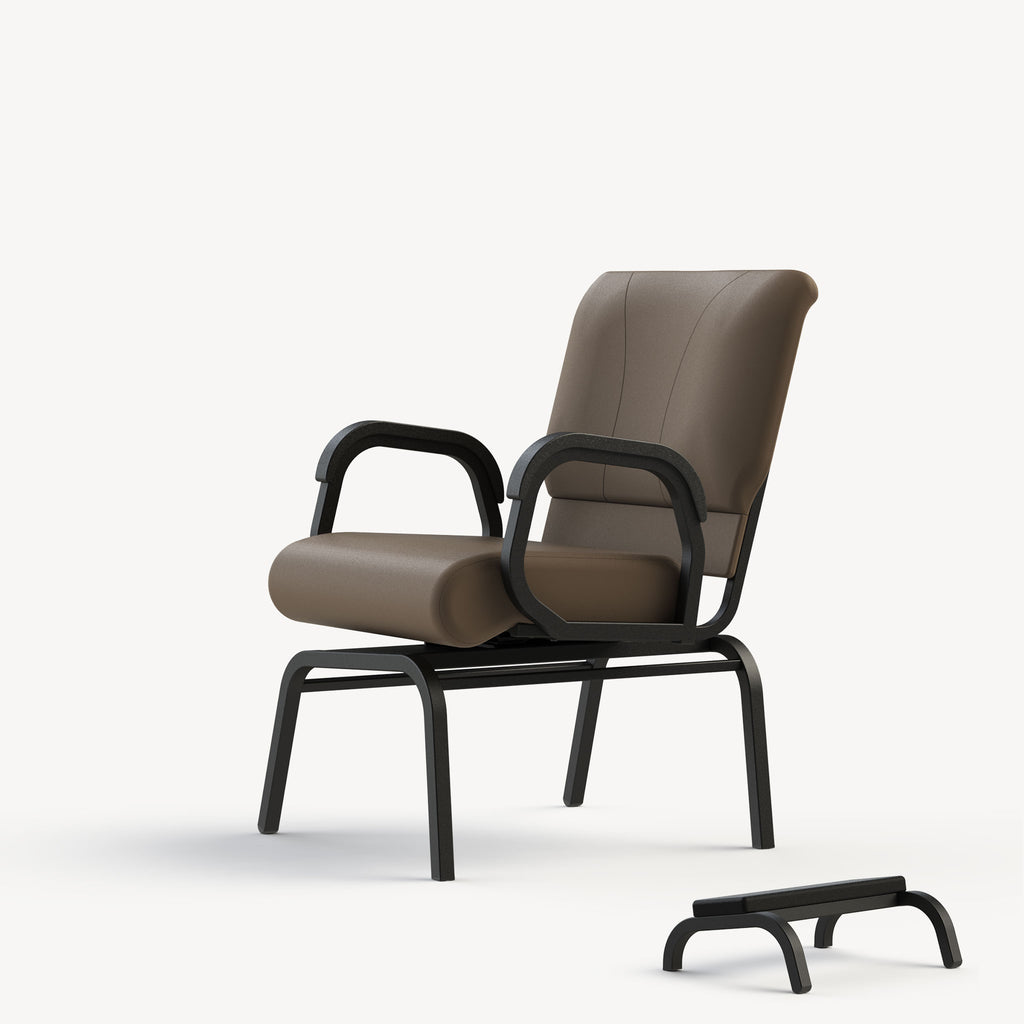 Taller swivel chair for Parkinson’s designed for easier exits and reduced strain when standing