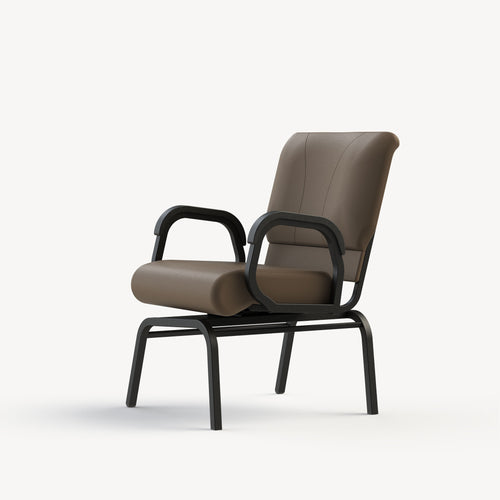 Swivel chair for Parkinson’s showing 90-degree rotation for easier transfers